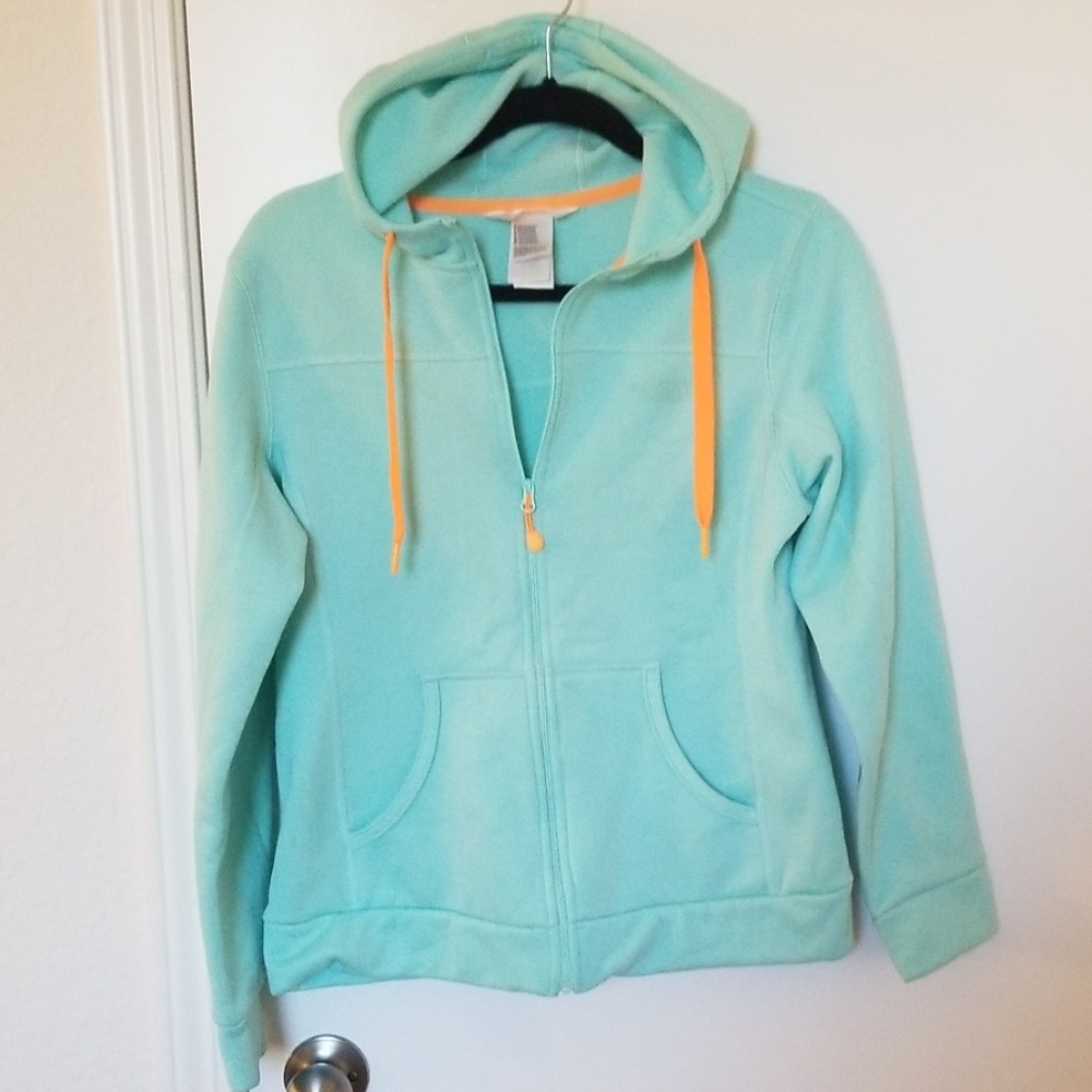 Northface aqua fleece hoodie zip up MED